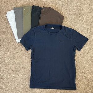 Hollister Short Sleeve Crewneck Tee - Solid Casual Shirt Set of 6